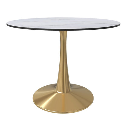 Bristol 40" round dining table Gold Base With White Top