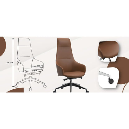 Celeste Series Tall Office Chair in Dark Brown Leather