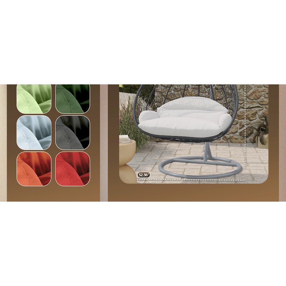Recluse Collection Modern Outdoor Swing Chair Grey Frame with ES57 White Cushion