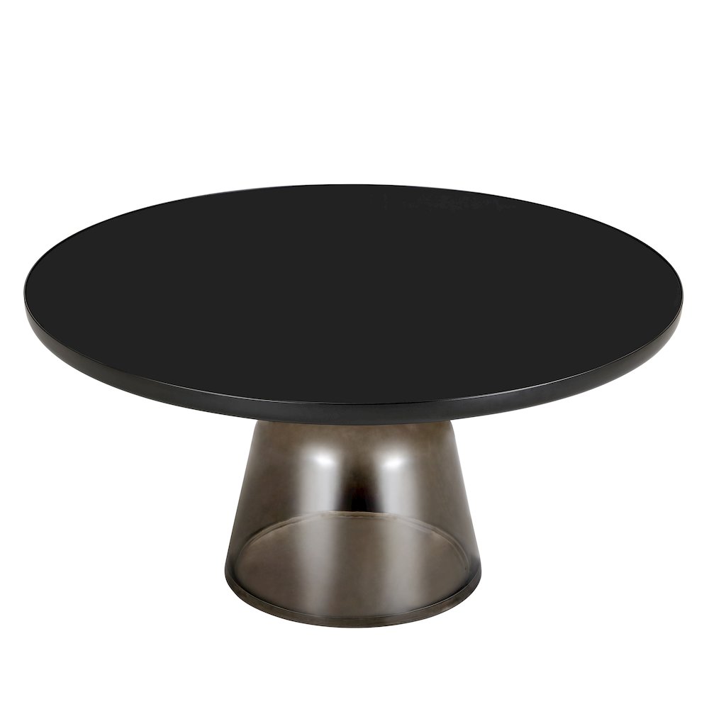 Tully Collection Glass Coffee Table Grey glass, Black Rim with Black GLass Top