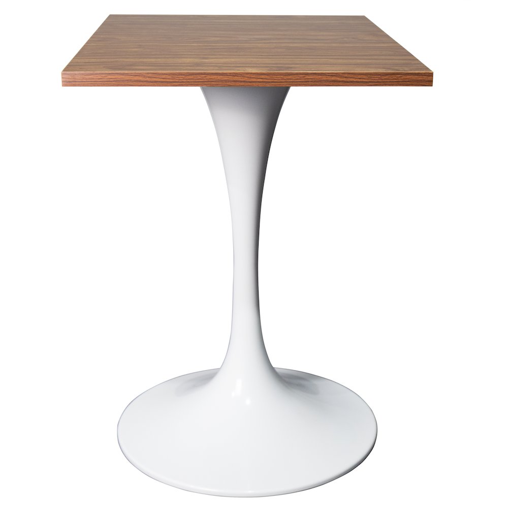 Verve Collection 24 Square Dining Table, White Base with Dark Maple MDF Top