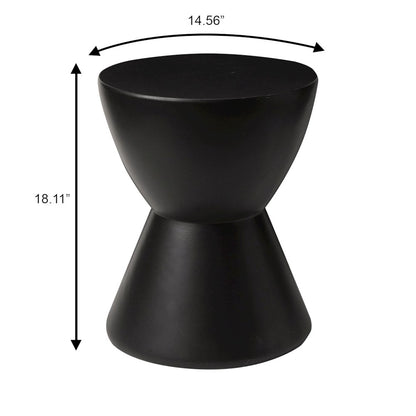 Loft Collection Fiberglass Outdoor Side Table in Black