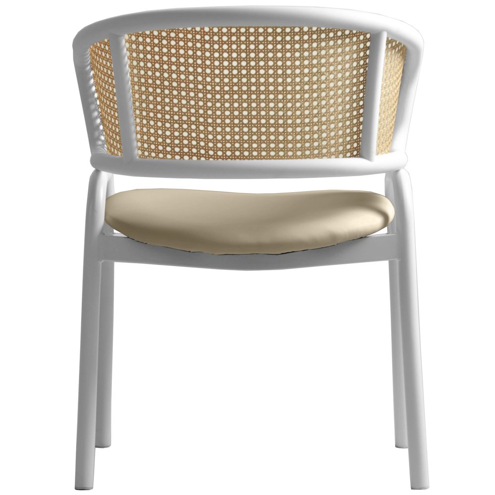 Ervilla - Dining Chair - White frame in Taupe Leather Set of 2