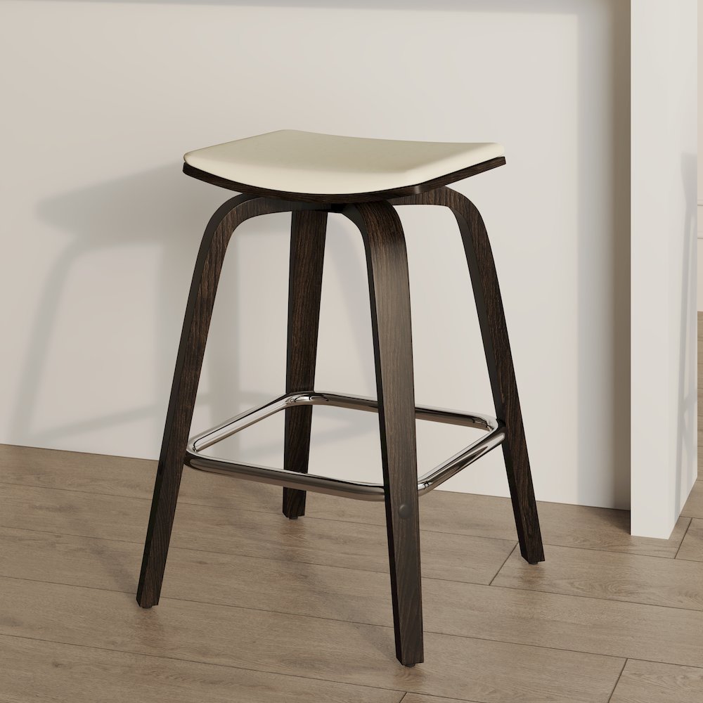 Wooden Counter Stool in Taupe