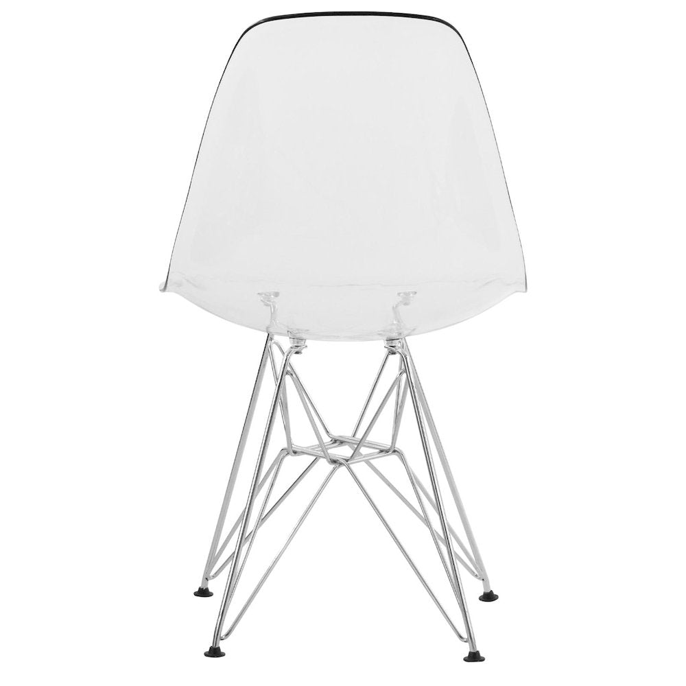 5-Piece Dining Set 35" Round Dining Table in Chrome - Clear