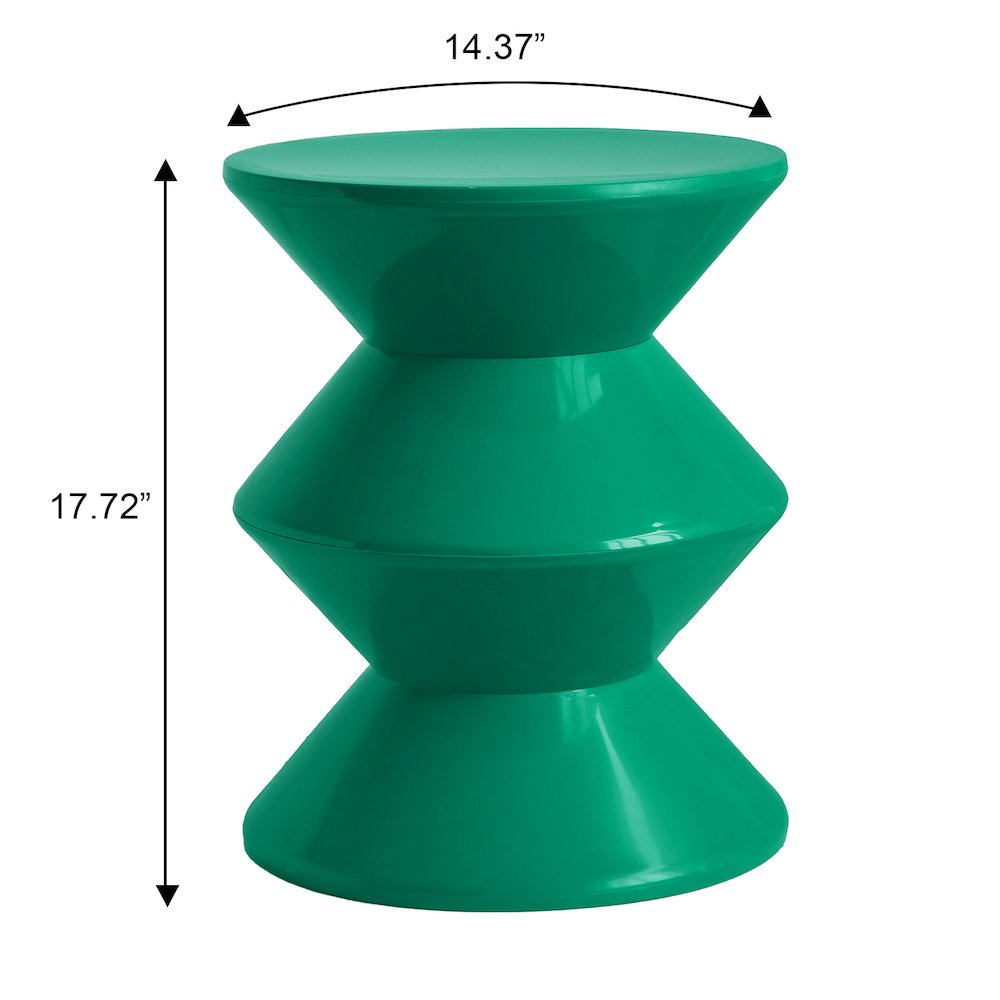 Aura Modern Plastic Side End Table, Indoor/Outdoor Use, Green