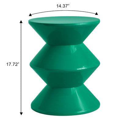 Aura Modern Plastic Side End Table, Indoor/Outdoor Use, Green