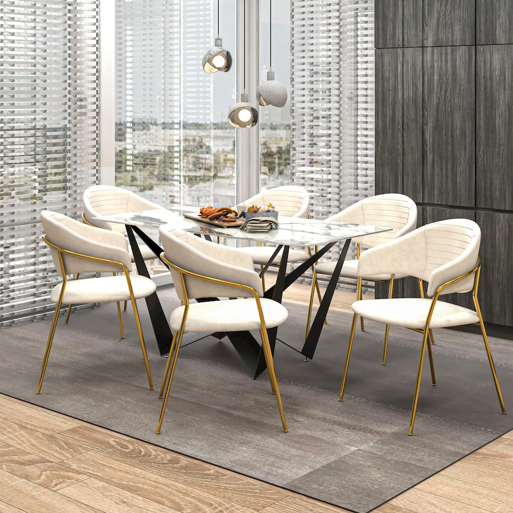 Bella Collection Modern Dining Chair in Off White
