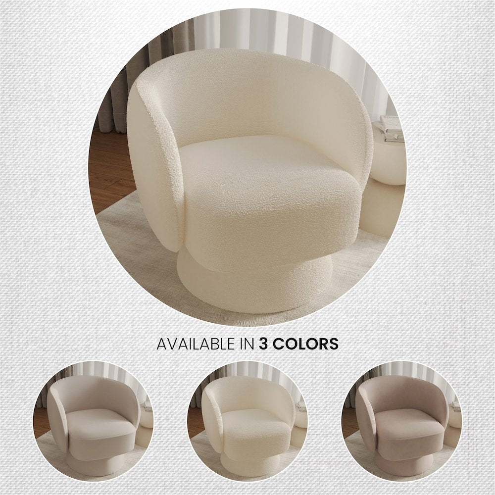 Raze Collection Modern Accent Chair in White Boucle