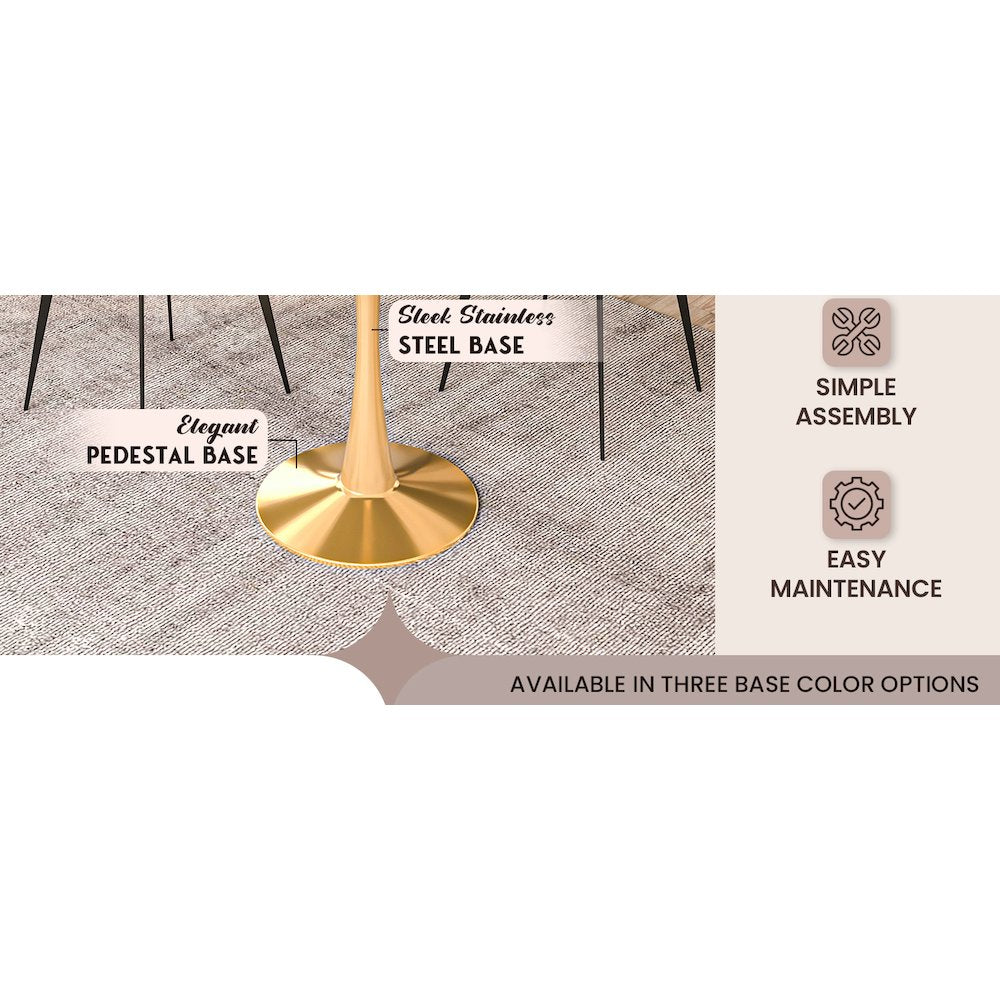 Bristol 24" round dining table Gold Base With Black Top
