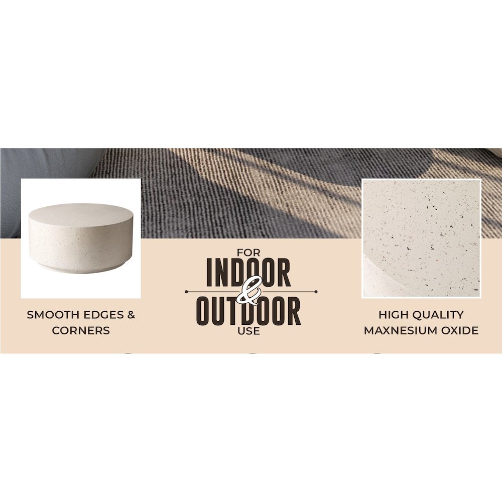 Terra Collection Fiberglass Outdoor Coffee Table In White