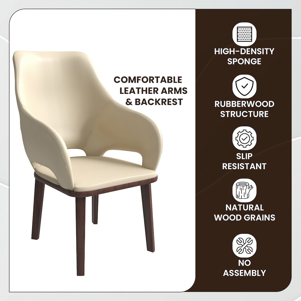 Vivara Collection Modern Dining Chair in Off White Set of 2