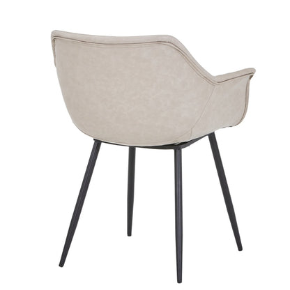 Markley Modern Leather Dining Arm Chair With Metal Legs