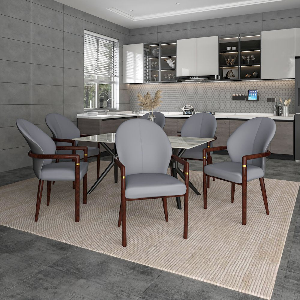 Opaline Series Elegant Wooden Dining Chair in Two-Tone Grey