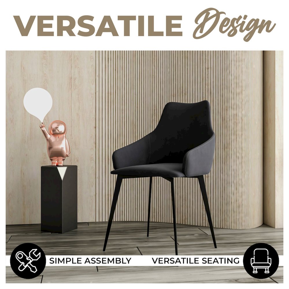 Sonnet Series Modern Dining Chair in Charcoal Fabric