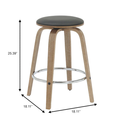 Wooden Counter Stool Pelya Collection Modern Style Washed Walnut color in Black