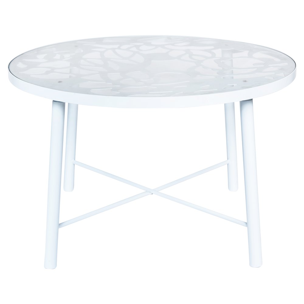 Devon Tree Design Glass Top Aluminum Base Indoor Outdoor Dining Table