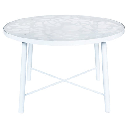 Devon Tree Design Glass Top Aluminum Base Indoor Outdoor Dining Table