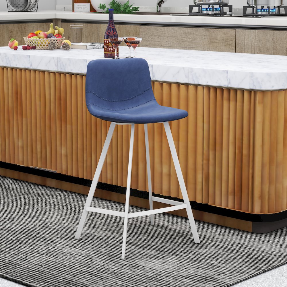 Elland - Counter stool - Peacock Blue - White Base