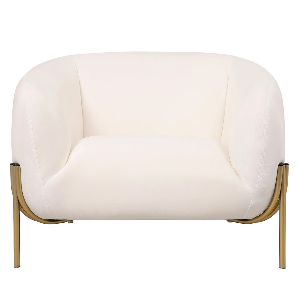 Zuno Collection Modern Single Seater Sofa in White Velvet