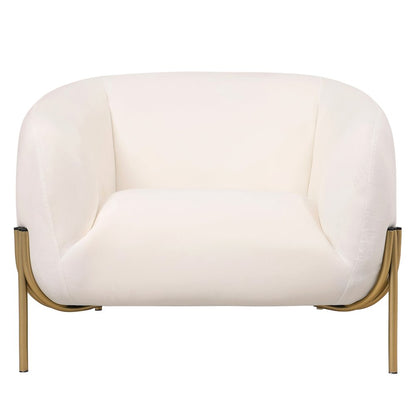 Zuno Collection Modern Single Seater Sofa in White Velvet