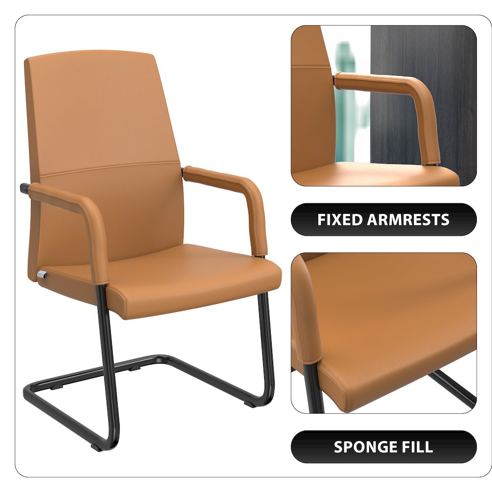 Evander Office Guest Chair in Acorn Brown Leather