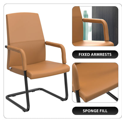Evander Office Guest Chair in Acorn Brown Leather