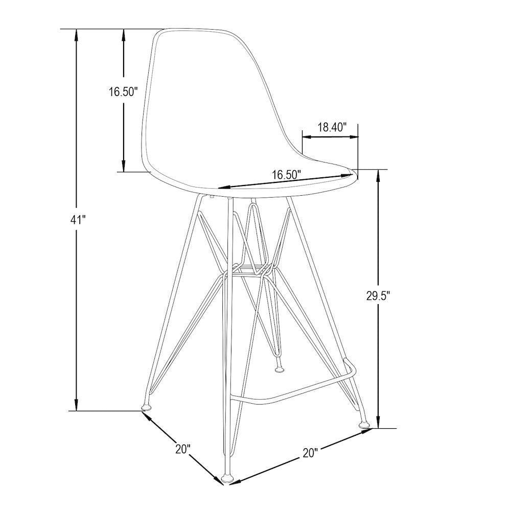Cresco Modern Acrylic Barstool with Chrome Base and Footrest in Transparent Blue