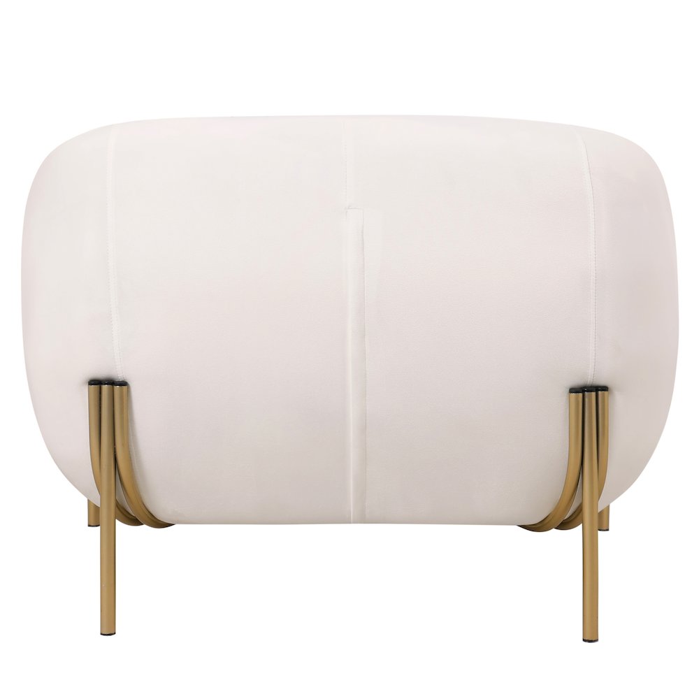 Zuno Collection Modern Single Seater Sofa in White Velvet