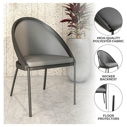 Urbane Collection Modern Dining Chair in Charcoal - Set of 2