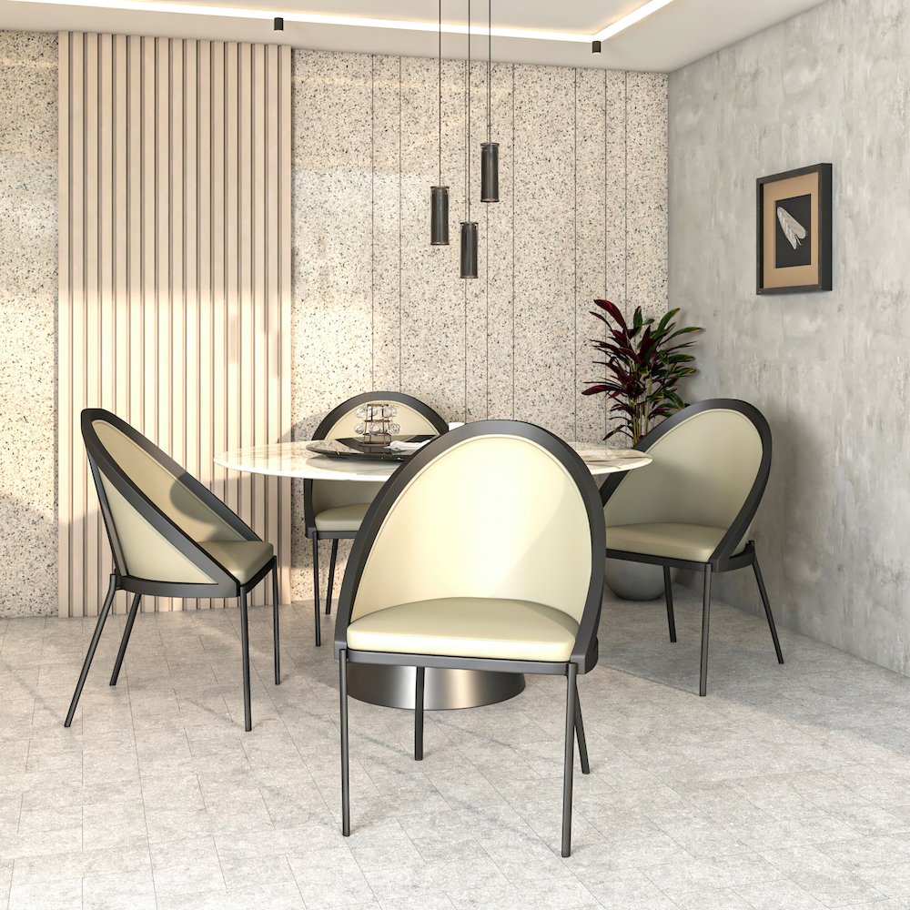 Urbane Collection Modern Dining Chair With Olive Green - Set of 2