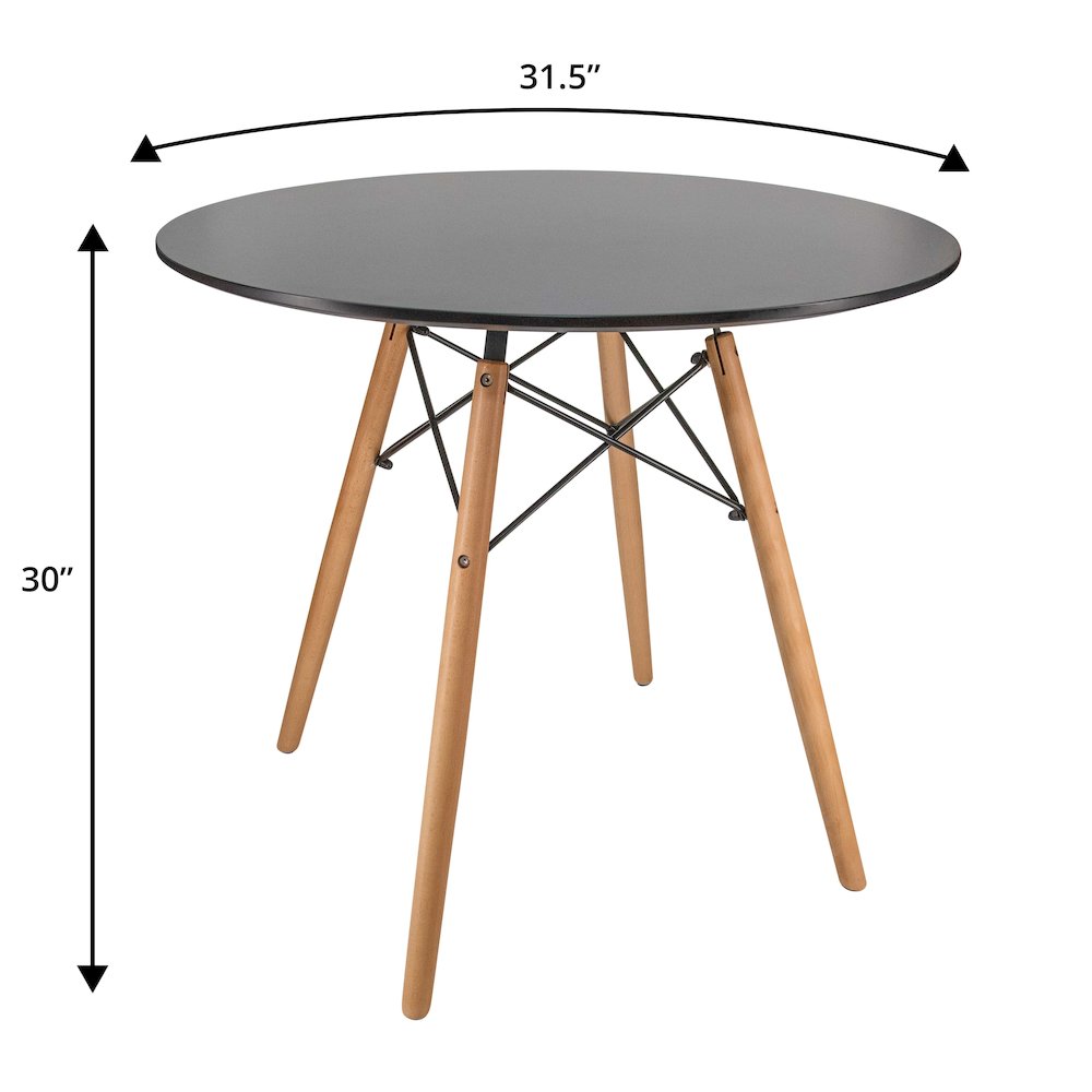 Dover 3-Piece Dining Set with Round Black MDF Top Bistro Table in Blue