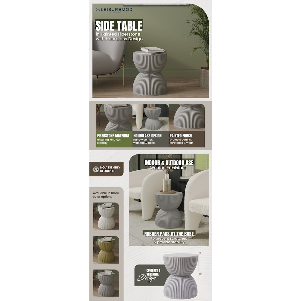 Modern Side End Table Spire Series In Grey