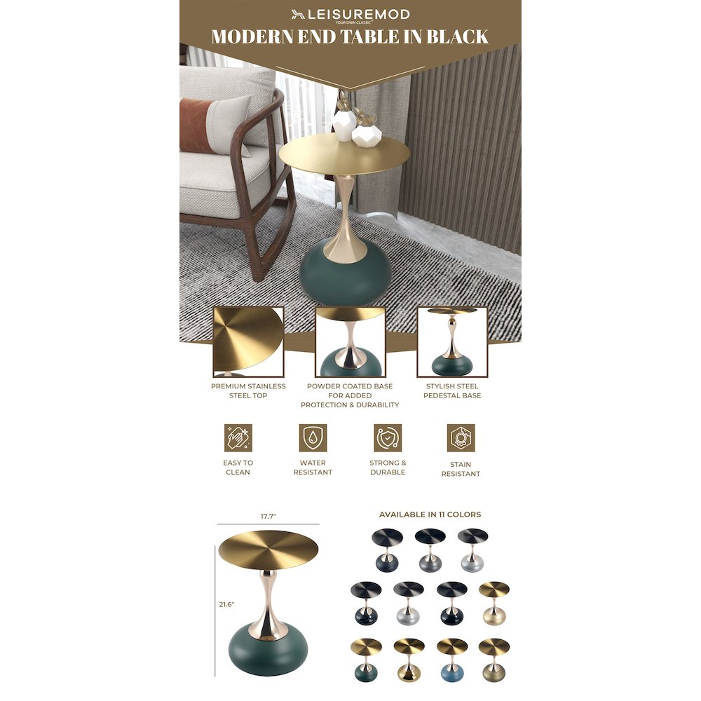 Savoy Collection Modern End Table In Green