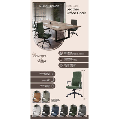 Hilton Leather Office Chair in Green