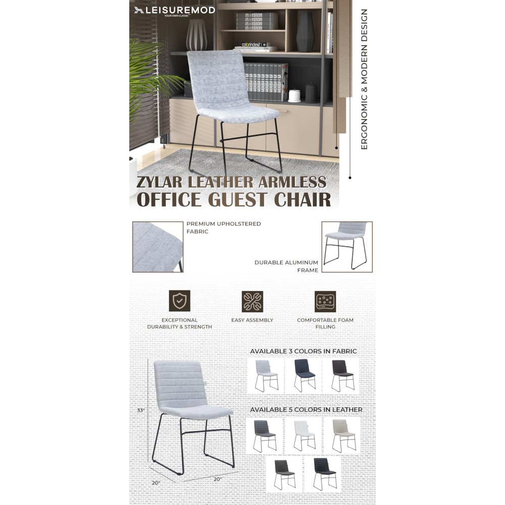 Zylar Series Office Guest Chair in Grey Fabric
