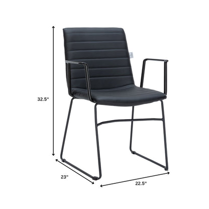 Zylar Series Office Guest Arm Chair in Black Leather