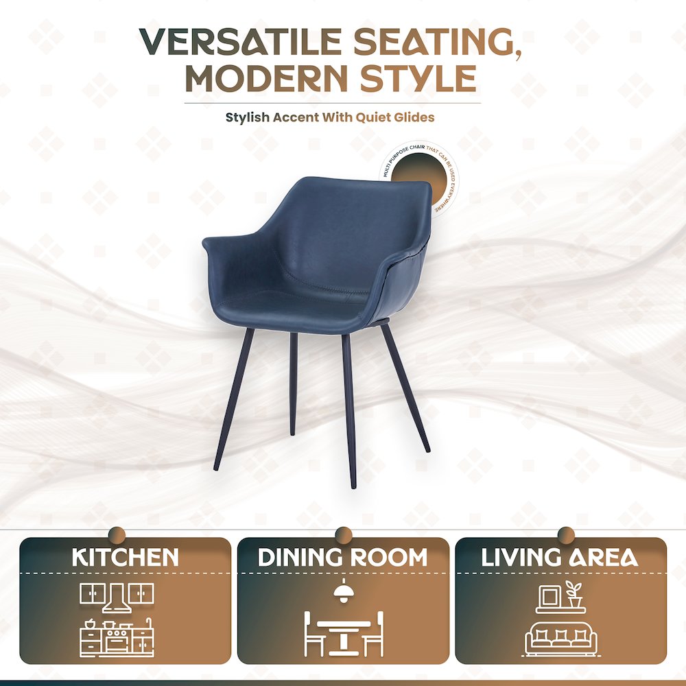 Markley Modern Leather Dining Arm Chair With Metal Legs