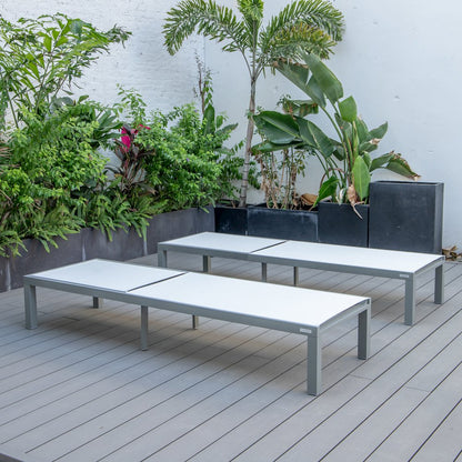 Marlin Patio Chaise Lounge Chair With Grey Aluminum Frame, Set of 2 in White