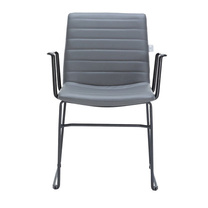 Zylar Series Office Guest Arm Chair in Grey Leather