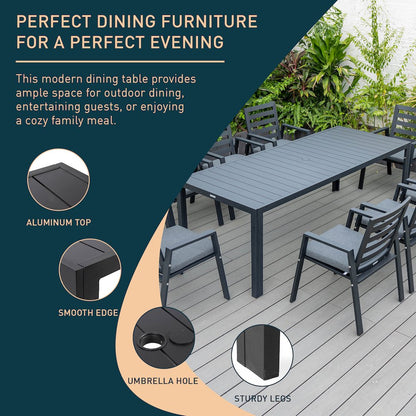 Chelsea Aluminum Outdoor 87" Dining Table in Black