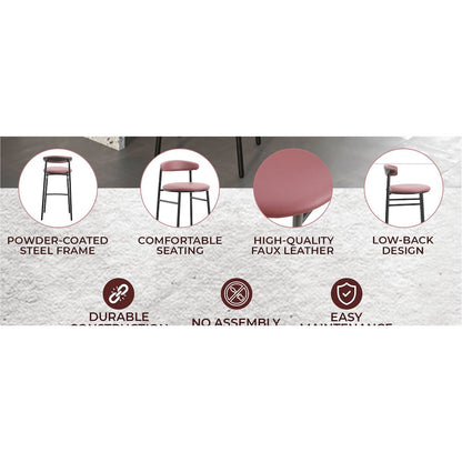 Lume Collection Modern Bar Stool in Burgundy