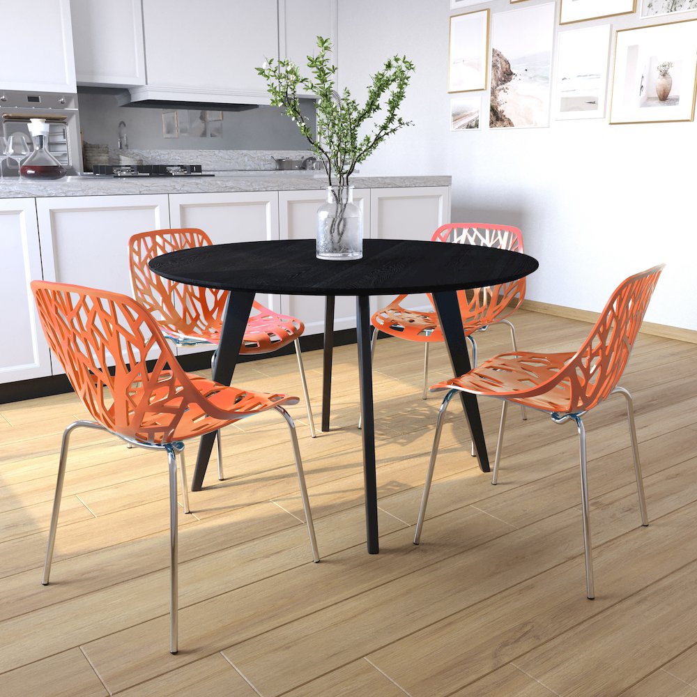 Modern Asbury Dining Chair with Chromed Legs in Orange