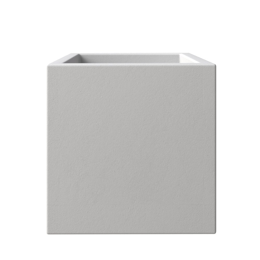 Fern Series Poly Stone Planter 15" Cube in White