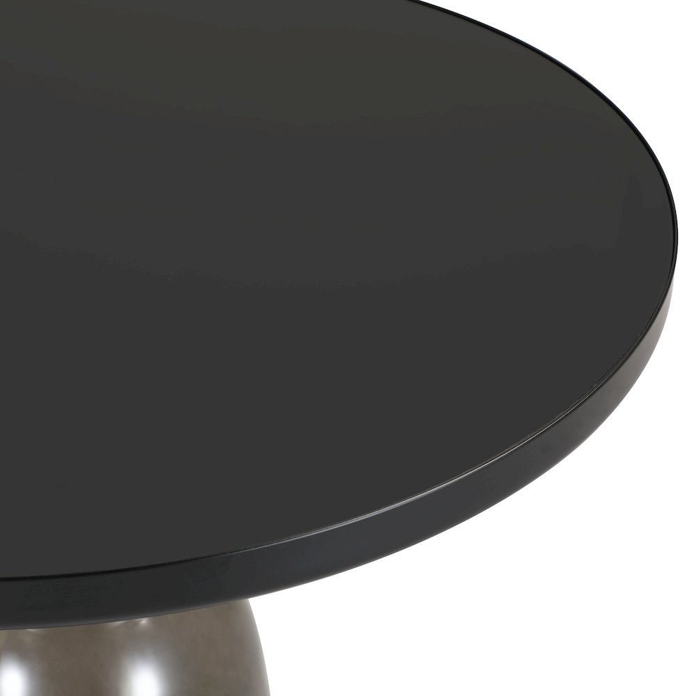 Tully Collection Glass side Table Grey glass, Black Rim with Black Glass top