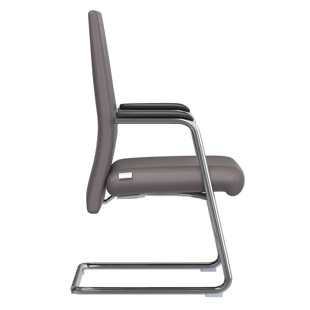 Aleen Series Guest Office Chair In Grey Leather