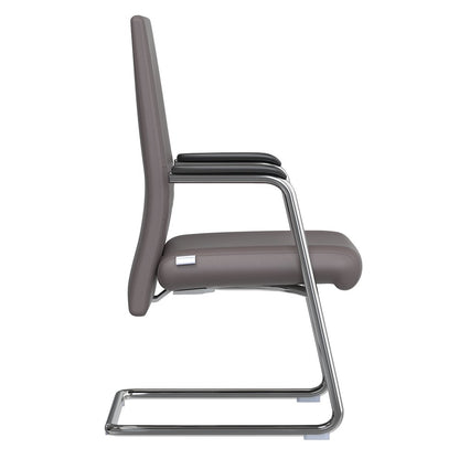 Aleen Series Guest Office Chair In Grey Leather
