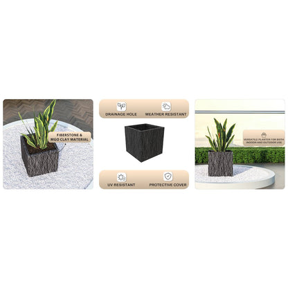 Verdura Series Cubic Poly Stone Planter in Dotted Blck 21.7 Cube