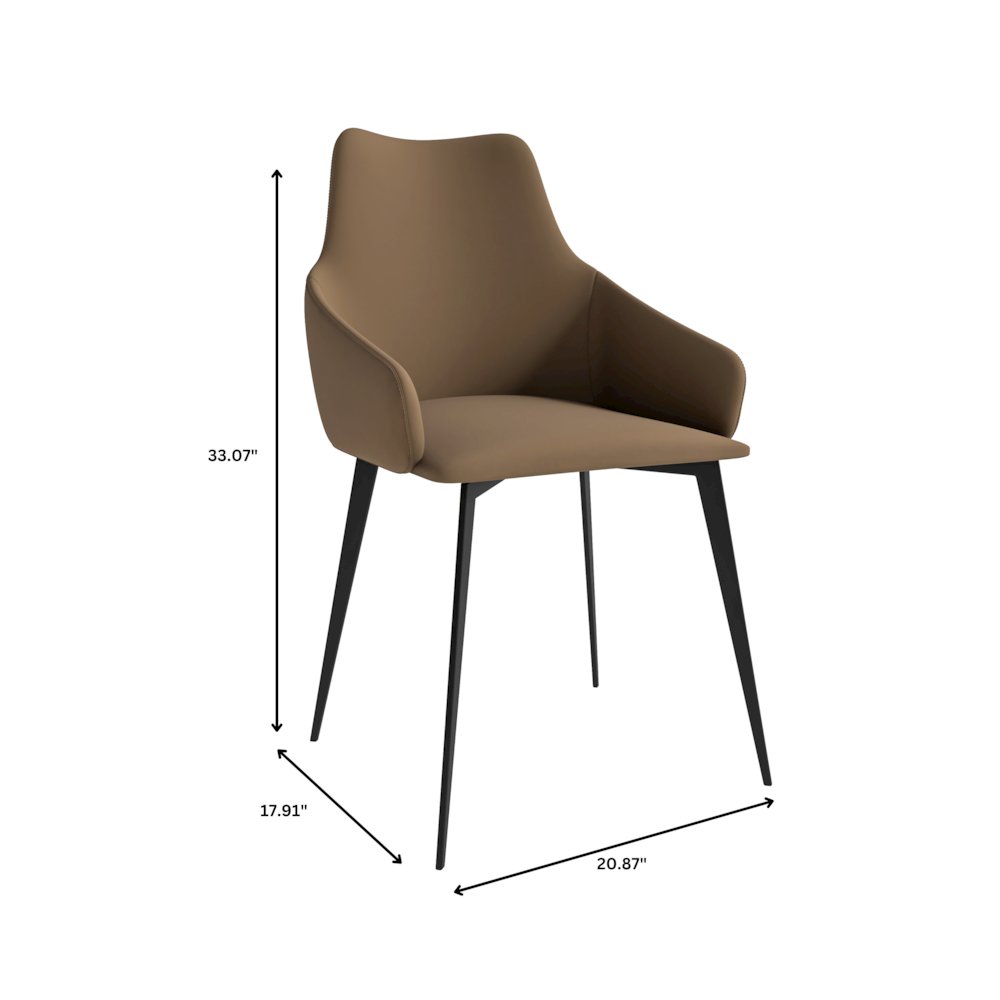 Sonnet Series Modern Dining Chair in Light Brown Fabric - Set of 2