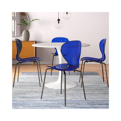 Modern Oyster Transparent Side Chair in Black Base set of 4